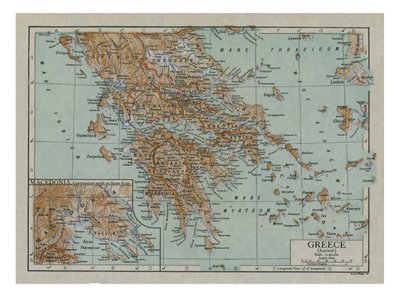 Carte de la Grèce antique, vers 1910 - Emery Walker