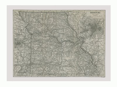Carte du Missouri, USA, vers 1900 - Emery Walker