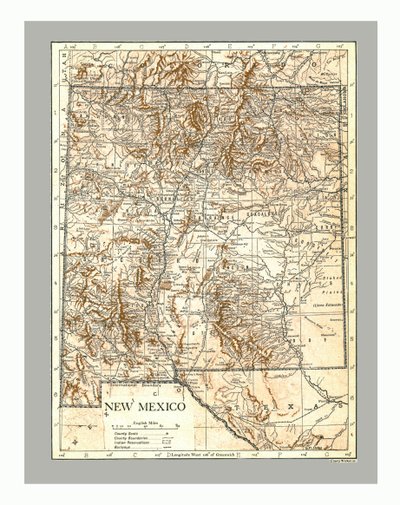 Carte du Nouveau-Mexique, vers 1900 - Emery Walker
