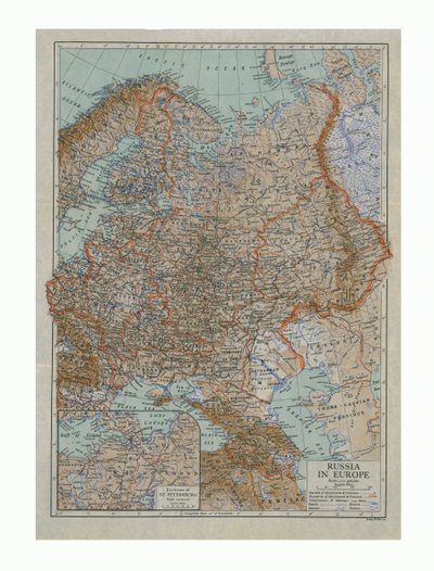 Carte de la Russie en Europe, vers 1910s - Emery Walker