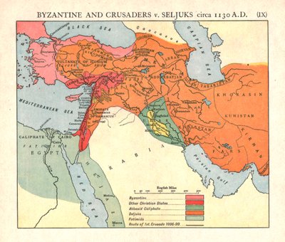 Byzantins et Croisés contre Seldjoukides, vers 1130 après J.-C. - Emery Walker Ltd