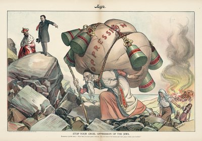 Arrêtez votre oppression cruelle des Juifs, magazine Judge de septembre 1905 (chromolithographie) - Emil Flohri
