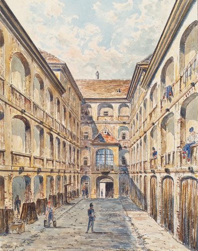 La première cour de la caserne Salzgries à Vienne - Emil Hütter