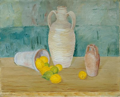 Nature morte avec cruches en pierre et citrons - Emil Kraus