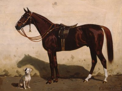 Renard sellé avec chien - Emil Volkers
