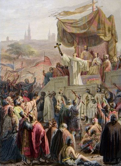 Saint Bernard de Clairvaux prêchant la deuxième croisade à Vézelay, 31 mars 1146 - gravure d