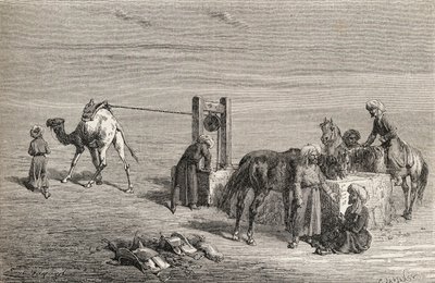 Un puits dans le désert entre Samarkand et Karshi, Ouzbékistan, illustration de 