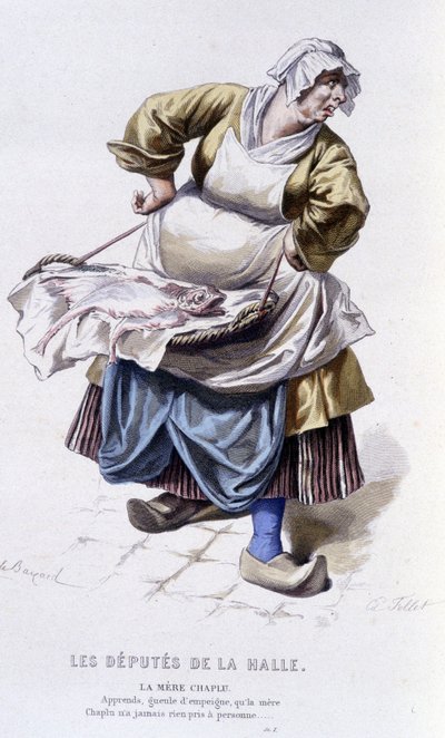 Œuvre complète de Beaumarchais (1732-1799) par Édouard Fournier. dessin par Émile Bayard. éd. Laplace, Sanchez et Cie, Paris 1876. Voici Mère Chaplu dans "Les Députés de la Halle" - Emile Antoine Bayard