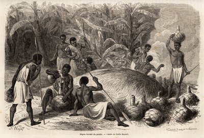 Dégustation du pombe (boisson alcoolisée par fermentation), dans le Karague (ouest du lac Victoria, dans l