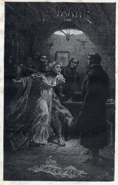 Monsieur Madeleine vient au secours de Fantine lors de son arrestation par Javert - Illustration par Emile Bayard (1837-1891) pour « Les Misérables - Première partie : Fantine » de Victor Hugo (1802-1885) 1862 - Emile Antoine Bayard