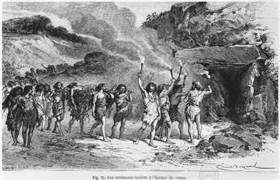 Rite funéraire préhistorique, illustration de 