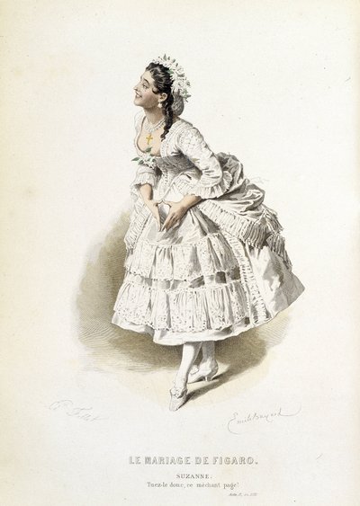 Suzanne dans "Le mariage de Figaro" - dans "Œuvres complètes de Beaumarchais", dessins par Emile Bayard, éd. Laplace Sanchez & cie, Paris - Emile Antoine Bayard