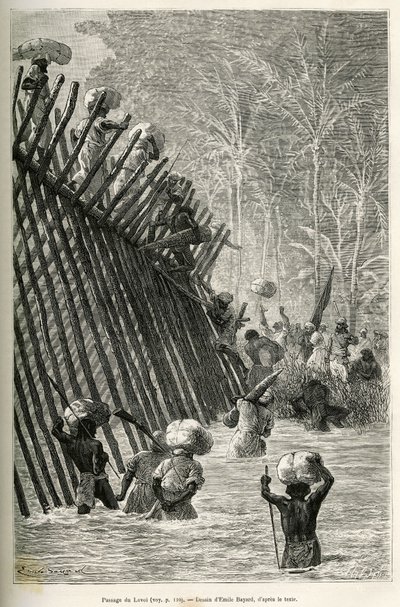 Le passage de la rivière Lovoi (ou rivière du diable) (région du Katanga, Congo) par l
