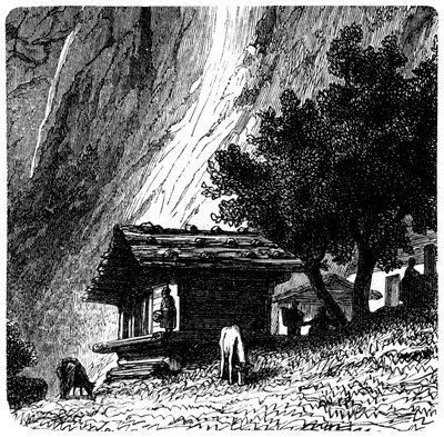 Vue des Alpes : vieux chalet au pied d