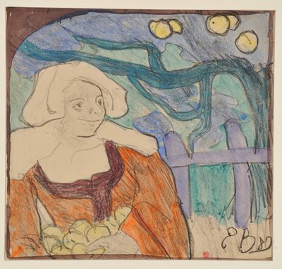 Bretonne ramassant des pommes [épreuve b] - Emile Bernard