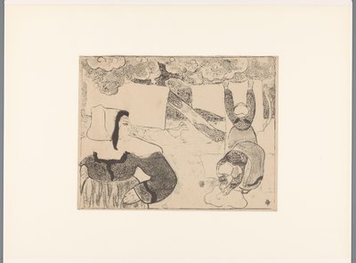 Trois femmes bretonnes étendant le linge (Bretonneries) - Emile Bernard