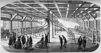 Vue intérieure de la taille de diamants de Messieurs Gaensly et Bernard près de la barrière du Maine en 1859, lors de la visite de Napoléon III (1808-1873) et de l