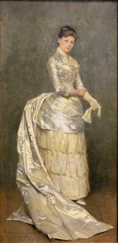 Portrait de Mme Claus en robe de mariée - Emile Claus