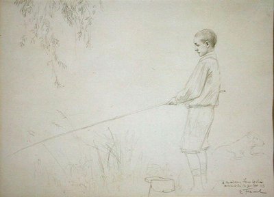 Jeune Garçon Pêchant - Emile Friant