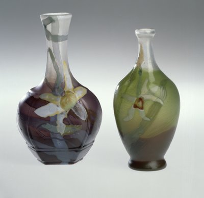 Marqueterie sur verre et vase gravé c.1900 - Emile Galle