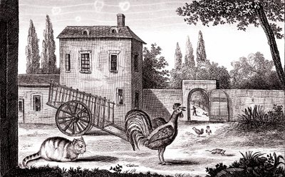 Le coq, le chat et la souris, Fable de La Fontaine - Emile Joseph Alexandre Gouget