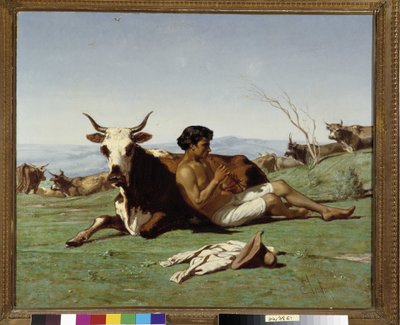 Jeune pâtre jouant de la flûte - Emile Loubon