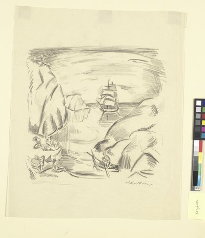Une baie avec un voilier et des femmes se baignant - Emile Othon Friesz
