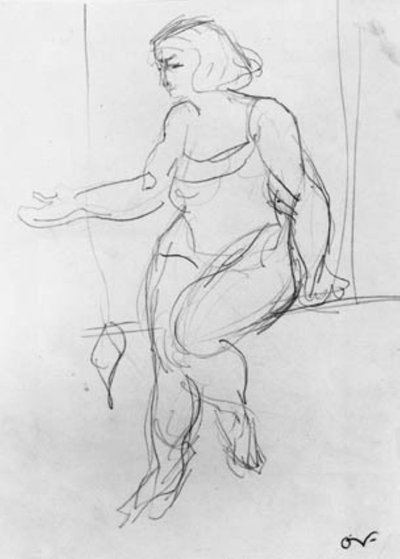 Acrobate féminine, assise sur un trapèze - Emile Othon Friesz