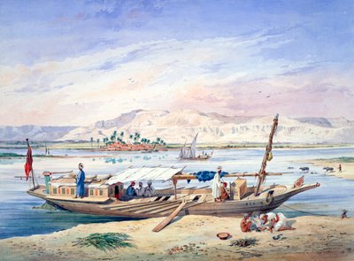 Un bateau sur le Nil, Égypte - Emile Prisse d