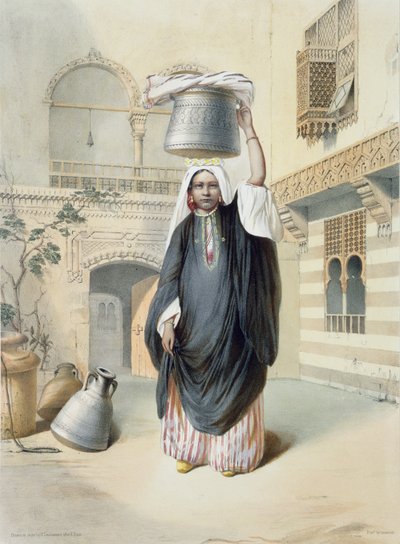 Jeune fille arabe revenant du Hammam au Caire, illustration de 
