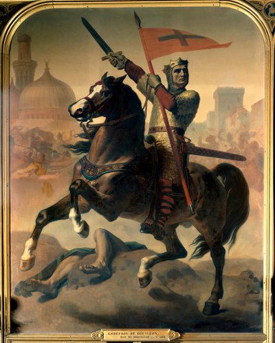 Portrait équestre de Godefroi de Bouillon (1040/61-1100), Roi de Jérusalem - Emile Signol