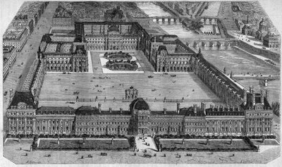 Vue générale du Louvre à Paris, prise du Jardin des Tuileries - Emile Theodore Therond