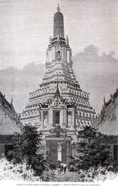 Portail de la Grande Pagode Wat-Chan, Bangkok. Dessin de Thérond. - Emile Theodore Therond