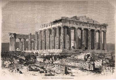Le Parthénon, à Athènes, dessin par Therond, pour illustrer l