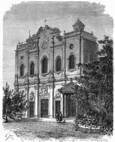 Vue de la façade de la cathédrale de Nantang - Emile Theodore Therond