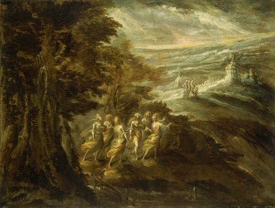 Paysage fantastique avec figures - Emilian 16th Century