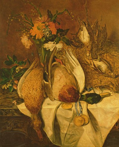 Nature morte avec colvert, bécassines et médailles d