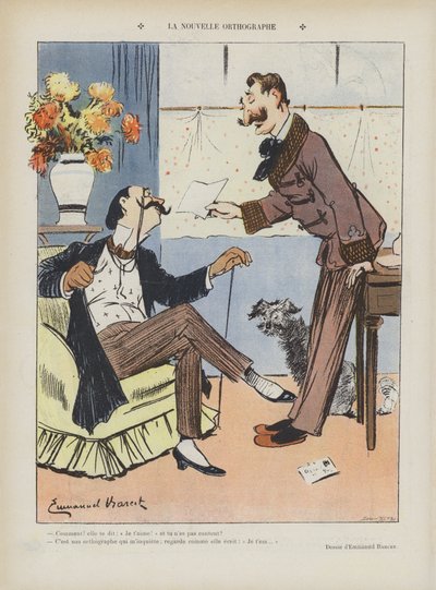 La nouvelle orthographe. Illustration pour Le Rire - Emmanuel Barcet