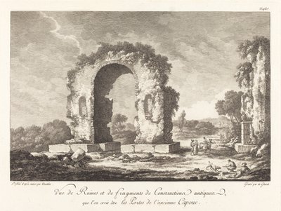 Vue de ruines et de fragments de construction antique... de l