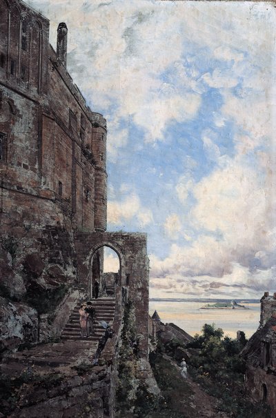 Mont Saint-Michel. Porte Ouest du Barbican au Châtelet - Emmanuel Lansyer