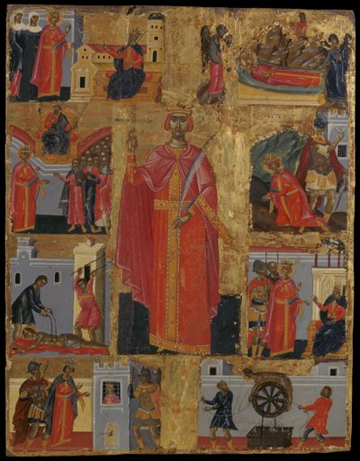 Icône de Sainte Catherine avec des scènes de sa vie - Emmanuel Tzanes