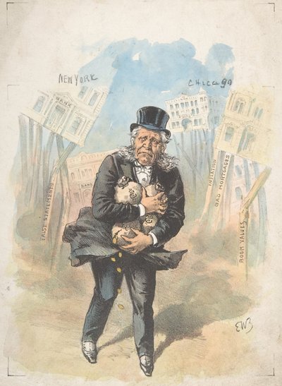 Homme serrant des sacs d