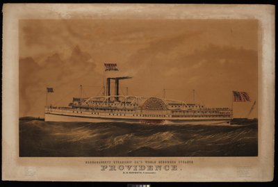 Le célèbre vapeur Providence de la compagnie de navigation Narragansett, commandant B M Simmons - Endicott Endicott