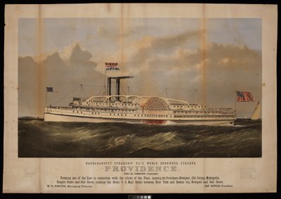 Le célèbre vapeur Providence de la compagnie de navigation Narragansett, Benj M Simmons. Commandant... - Endicott Endicott