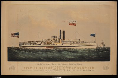 Ligne New York et Boston, via New London, Norwich et Worcester, vapeurs City of Boston et City of New York - Endicott Endicott