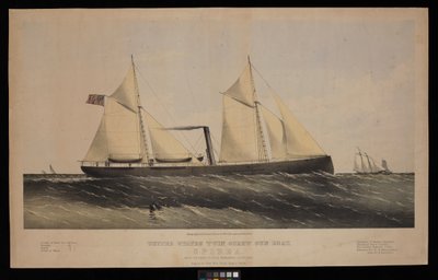 Canonnière à double hélice des États-Unis. Spirea. Construite par Saml H Pouk Fairhaven Conn. 1864... (lithographie, colorée) - Endicott Endicott