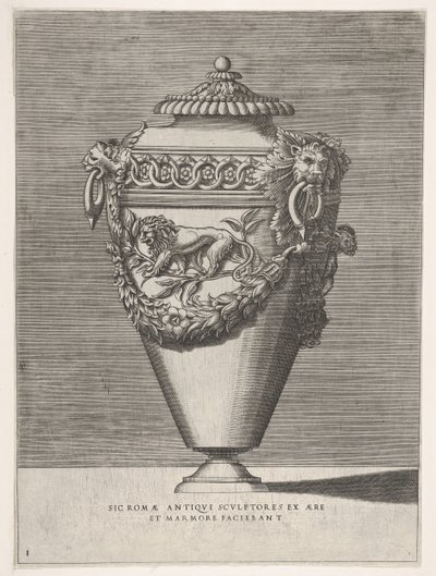 Urne antique avec couvercle décorée d