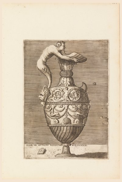 Aiguière avec un satyre tenant une grande conque (Vico) - Enea Vico