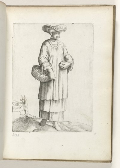 Femme avec panier en costume espagnol, ca. 1550 - Enea Vico