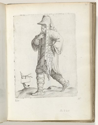 Homme avec une barbe (Diversarum gentium nostrae aetatis habitus) - Enea Vico